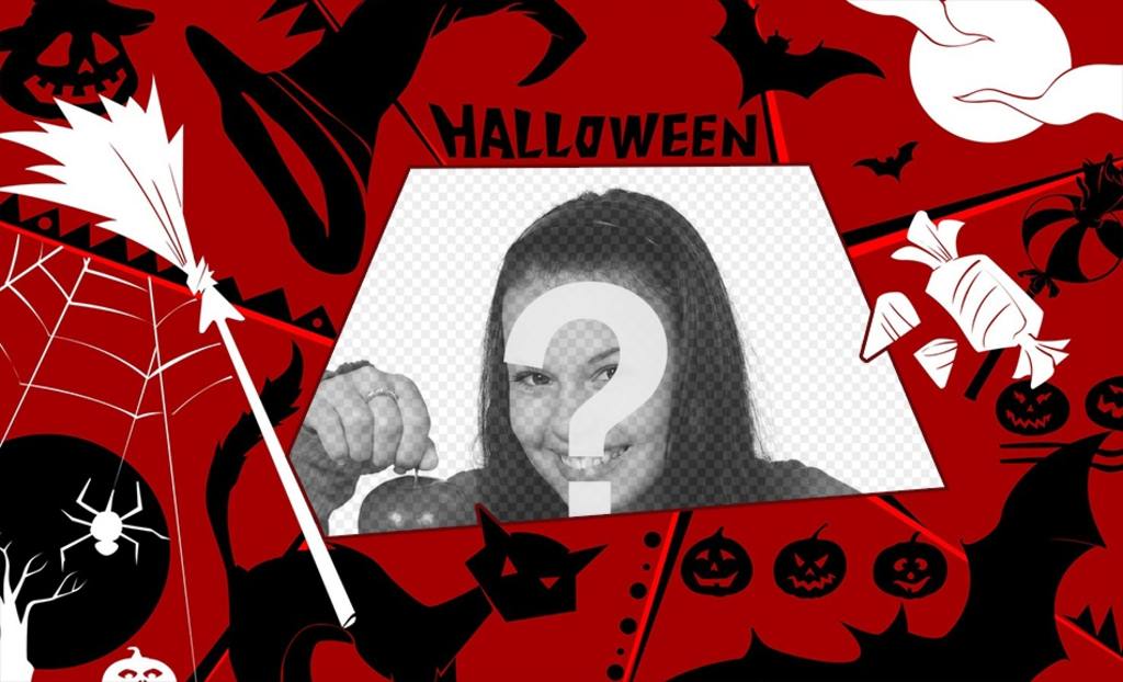Fotorahmen mit einem roten Hintergrund und Halloween-Motive ..