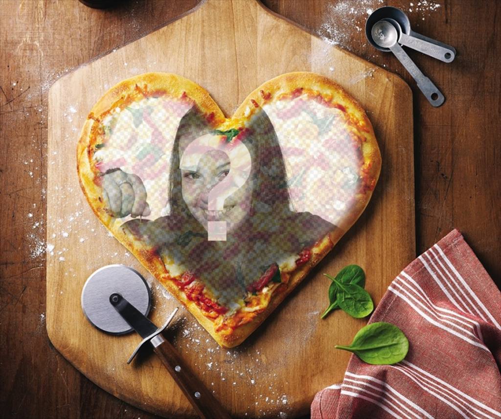 Effect Online um das Bild zu setzen queiras herzförmige Pizza ..