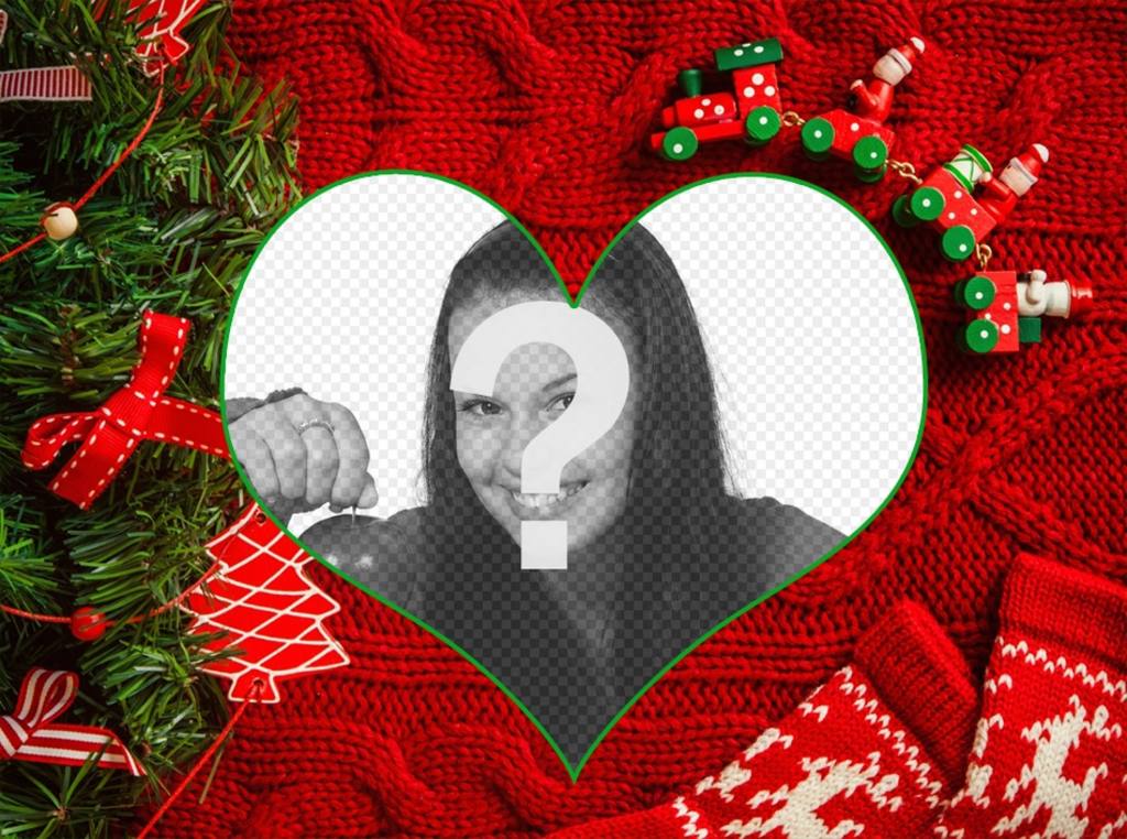 Collage mit Ihrem Bild in Form eines Herzens mit einer Weihnachtskarte ..