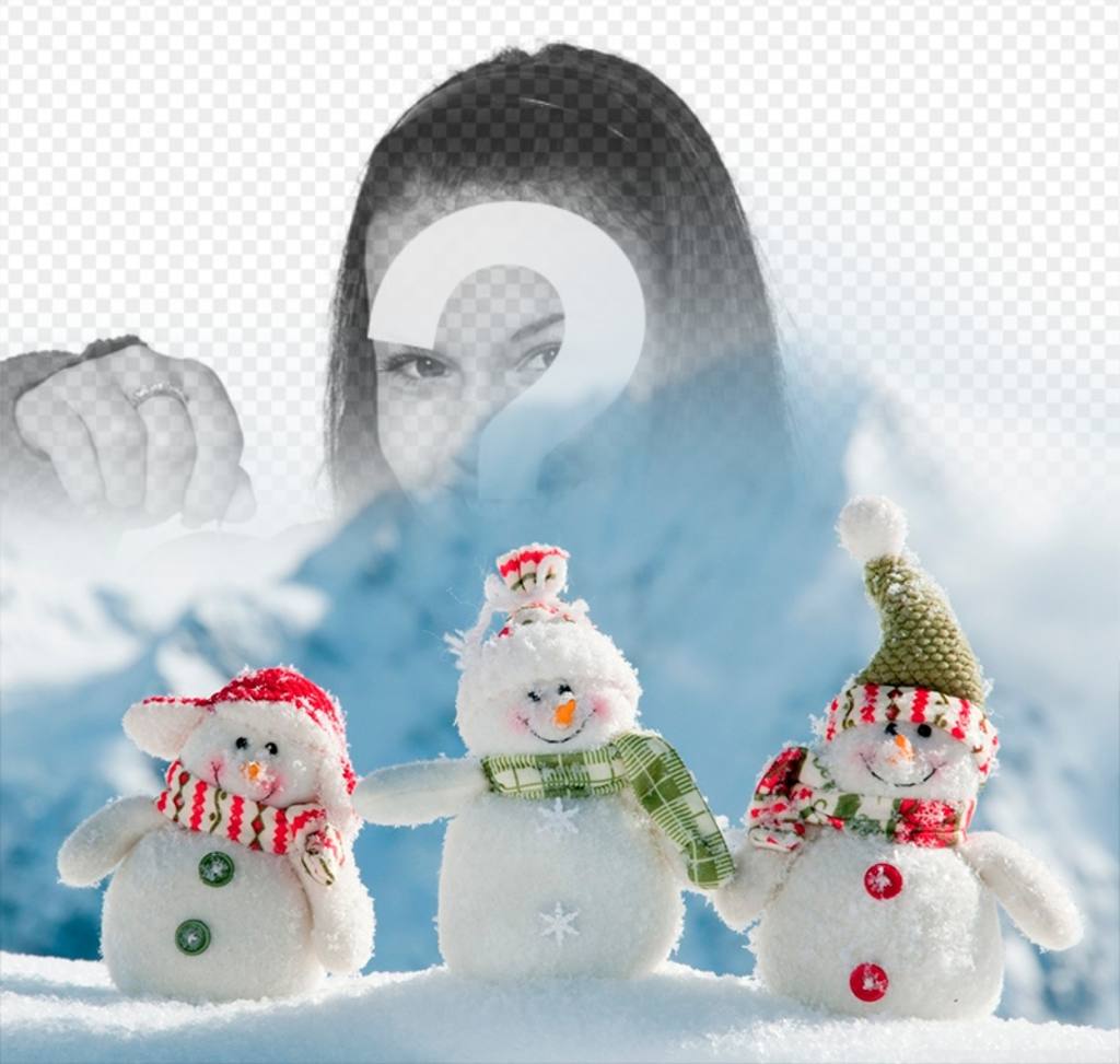 Fotomontage, um das Foto in diesem Bild von drei Schneemänner setzen ..