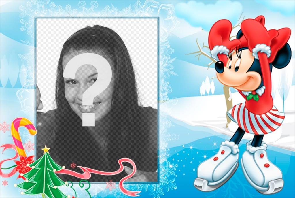 Weihnachtspostkarte mit Ihrem Foto Kind und Minnie. ..