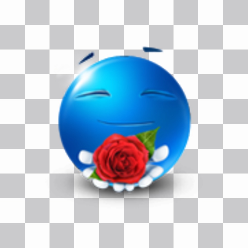 Blau Emoticon bietet eine Rose in Ihre Fotos setzen. ..