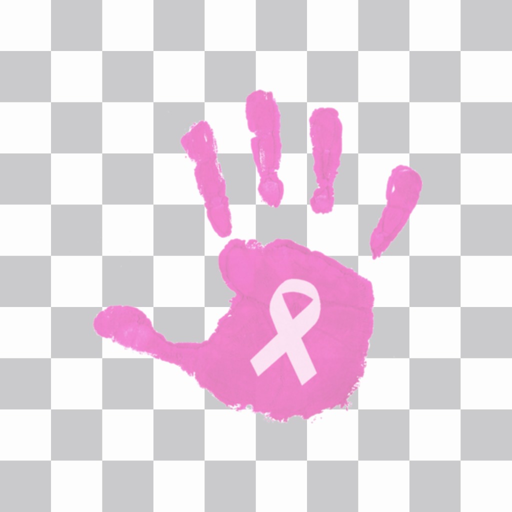Aufkleber von einem rosa Hand gegen Brustkrebs auf Ihre Fotos setzen. ..