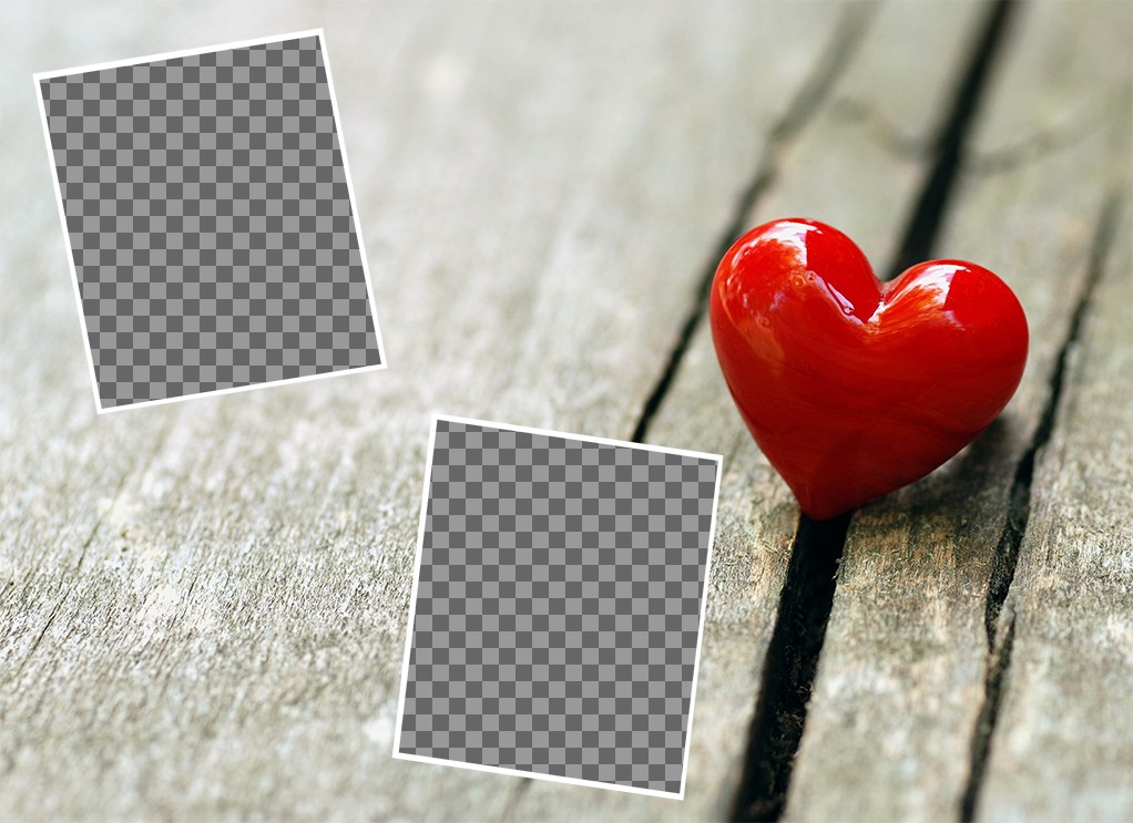 Foto-Effekt, um zwei Bilder von Liebe mit einem Herzen ..