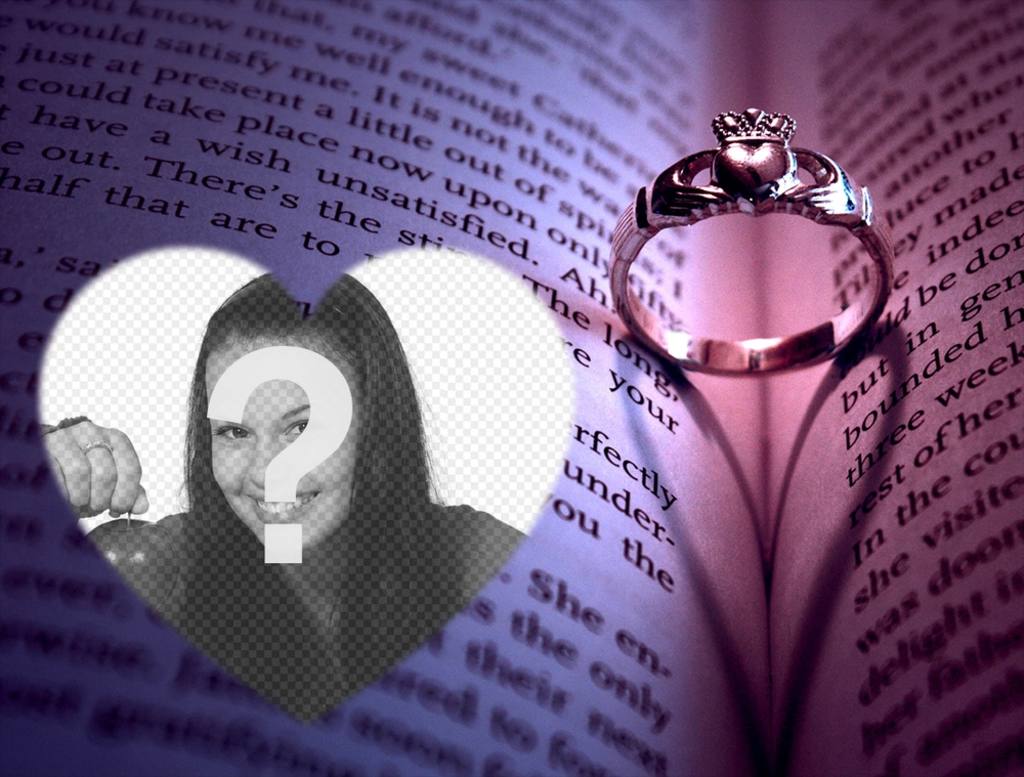 Photo-Effekt mit einem Verlobungsring, um Ihr Bild hochladen. ..