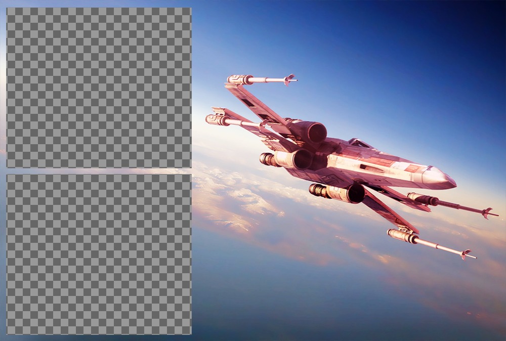 Fotoeffekt für Fotos mit dem Schiff X-Wing von Star Wars ..