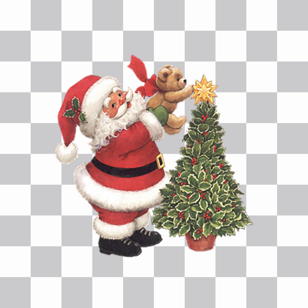 Sticker von Weihnachtsmann mit einem Weihnachtsbaum für Ihre Fotos ..
