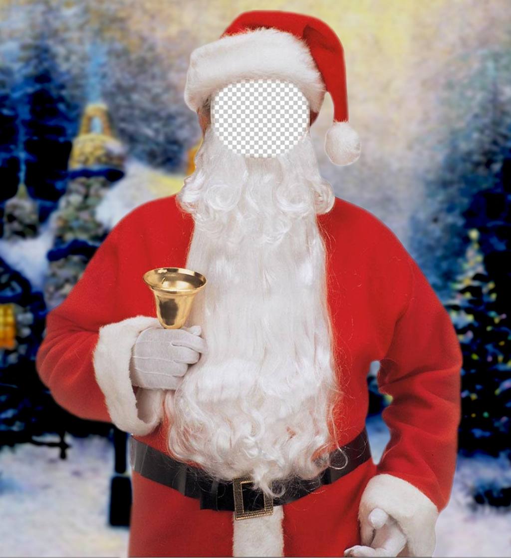 Online Fotomontage von Santa Claus mit einer Glocke Ihr Gesicht zu setzen ..