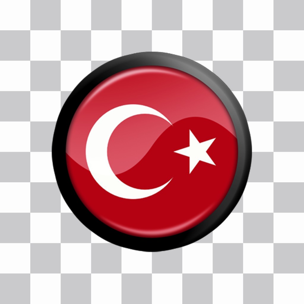 Sticker auf eine Schaltfläche mit der Flagge der Türkei für Ihre Fotos ..