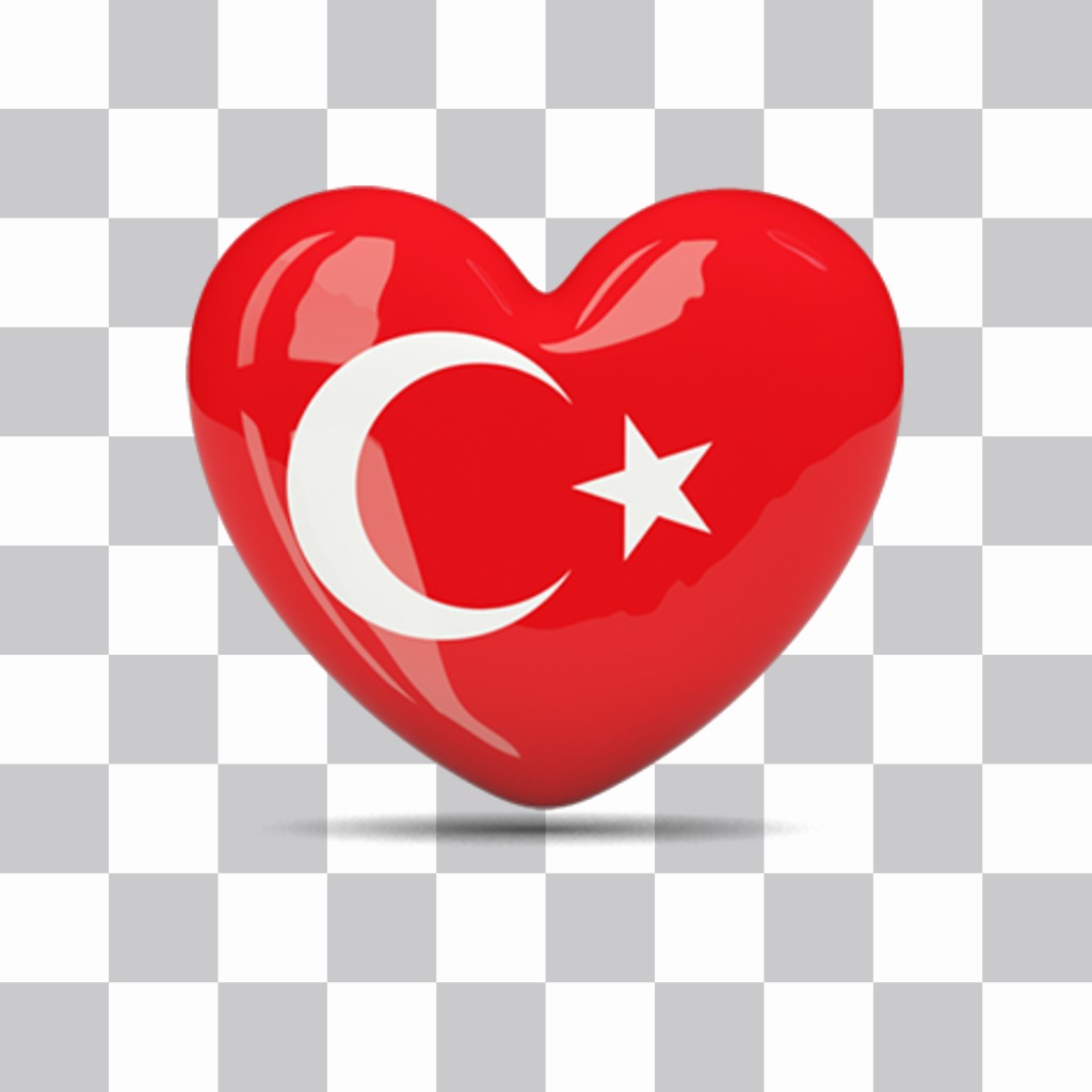 Aufkleber eines Herzens mit der Flagge der Türkei für Ihre Fotos ..