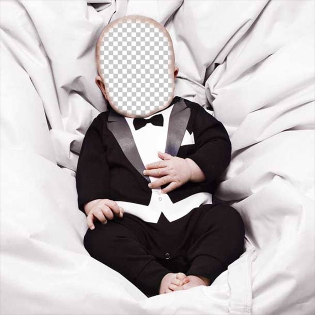 Photo-Effekt von einem Baby trägt einen Anzug zu lade ein Foto hoch ..