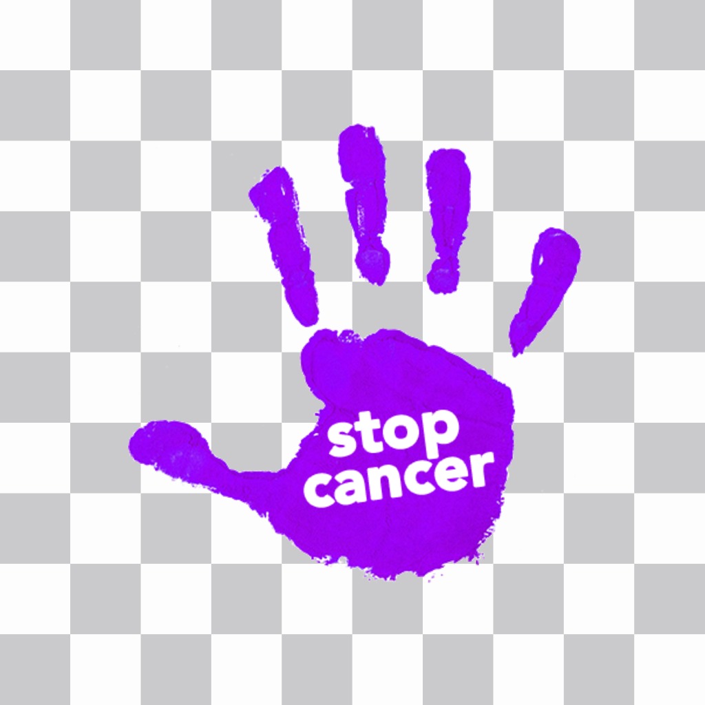 STOP-KREBS violett Hand auf Ihre Bilder zu setzen gegen den Krebs mit diesem kostenlosen Aufkleber eines violetten Hand mit den Worten: STOP-KREBS überall setzen auf Ihre Fotos Kampf ..
