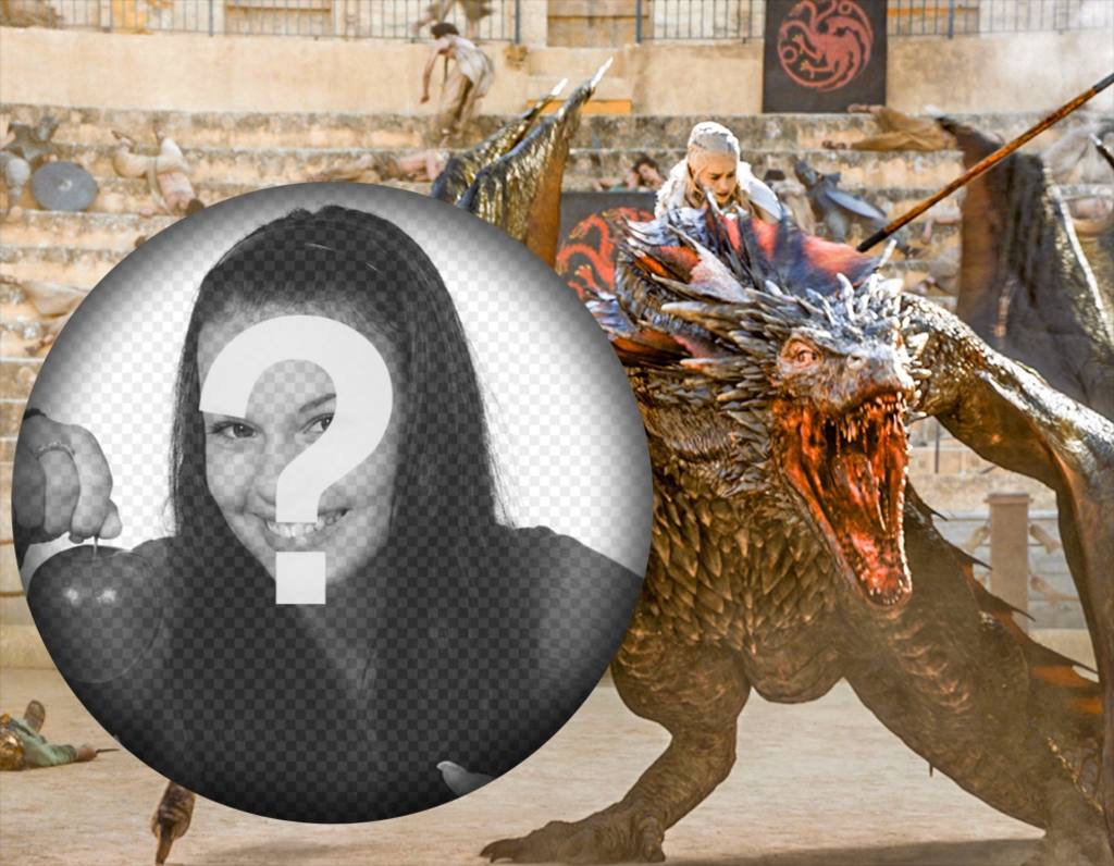 Laden Sie Ihr Foto mit Khaleesi und seinem Drachen in einer Szene aus Game of Thrones ..