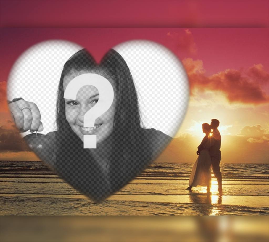 Romantische Wirkung Ihr Foto mit einem Paar in einem Sonnenuntergang zu laden ..