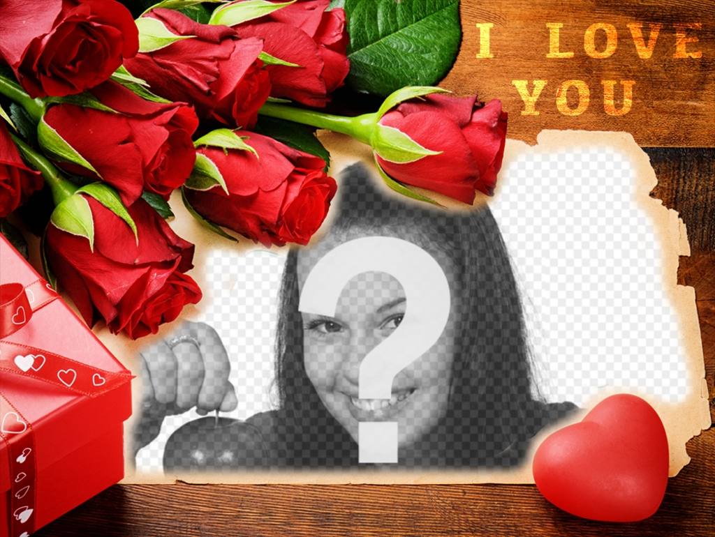 Liebe-Postkarte mit roten Rosen mit Ihren Fotos ..
