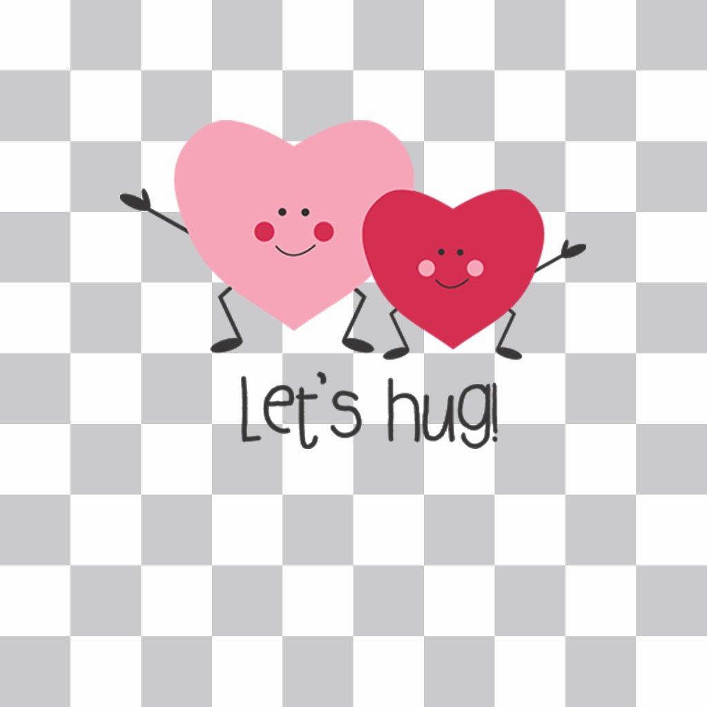 Wirkung von zwei glücklichen Herzen mit dem Satz LETS HUG auf Ihre Fotos ..
