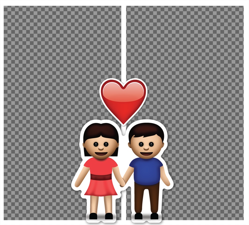 Freie Rahmen für zwei Fotos mit Emoji des Paares und ein Herz ..