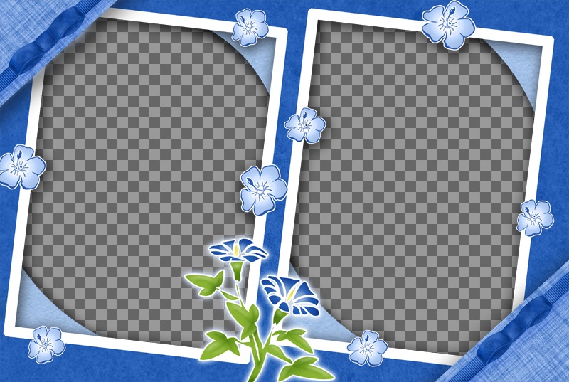 Rahmen für zwei Fotos mit lila Blumen und Hintergrund in der gleichen..
