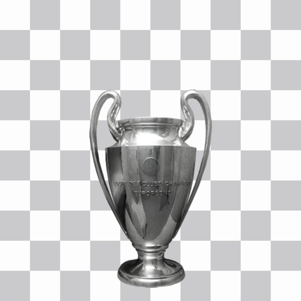 Champions-League-Cup auf den Fotos als dekorative Sticker hinzuzufügen ..