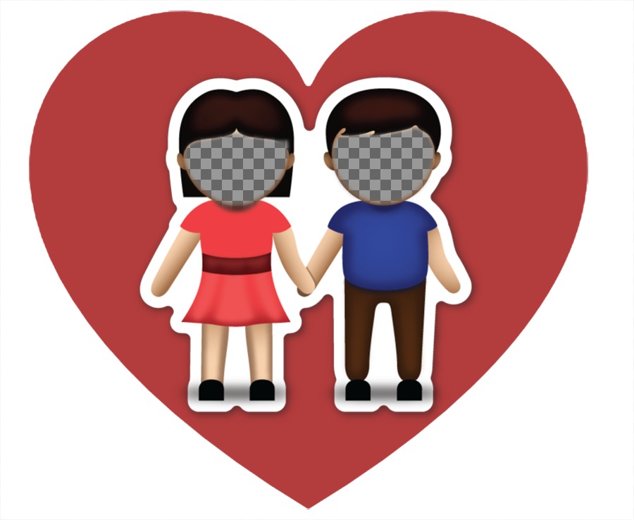 Foto Effekt der Liebe mit dem Emoji des Paares, wo Sie zwei Bilder hochladen ..