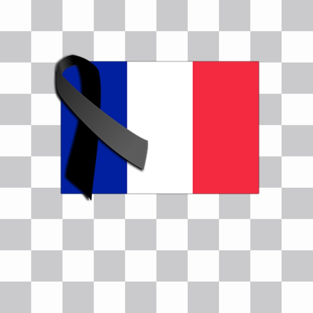 Flagge von Frankreich mit schwarzer Krawatte von Trauer in Ihren Bildern hinzufügen ..