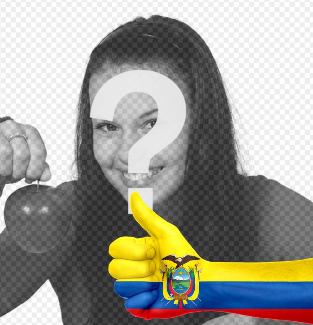 Fügen Sie eine Hand mit der Flagge Ecuador gemalt in Ihren Fotos ..
