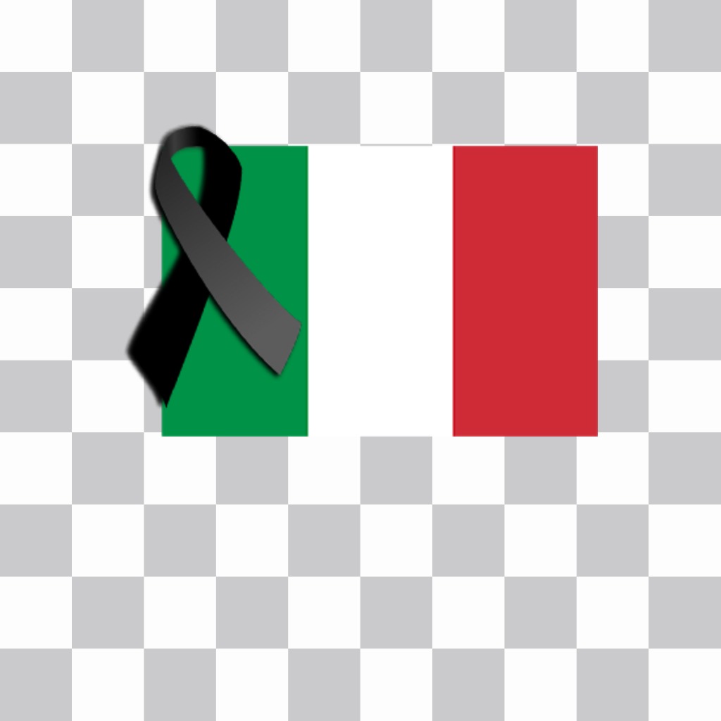 Italien-Flagge mit Band schwarz Trauer in Ihren Fotos ..
