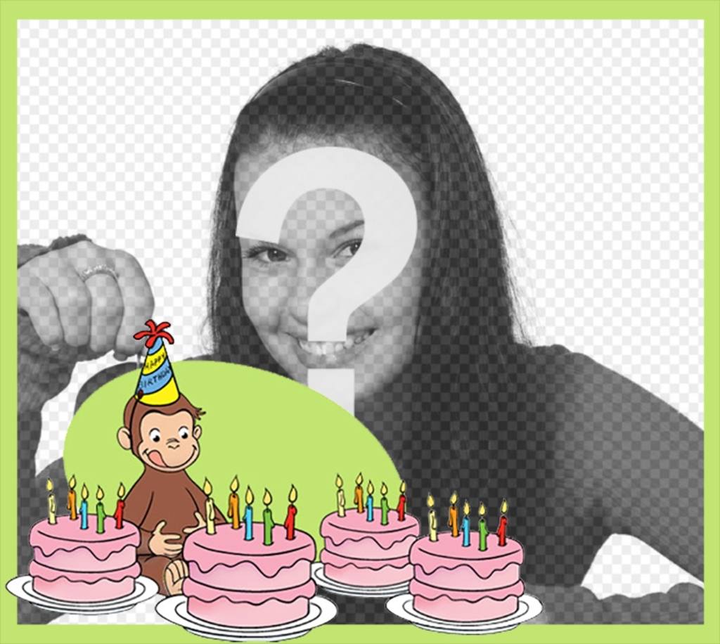 Editierbare Geburtstagskarte mit Curious George für Ihr Foto ..