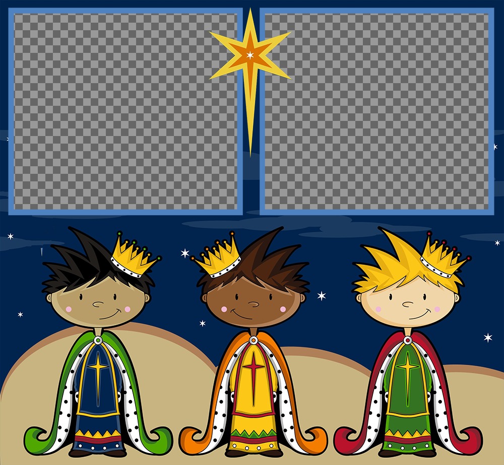 Weihnachtskarte den Tag der Heiligen Drei Könige mit zwei Fotos zu feiern ..