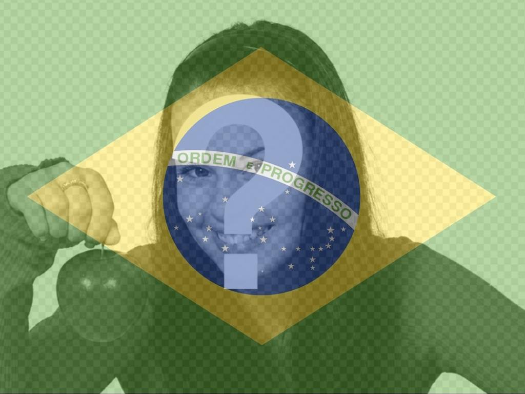 Bringen Sie die brasilianische Flagge neben Ihr Online-Foto. ..