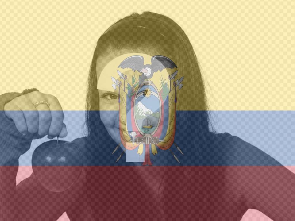 Fotomontage, die Flagge von Ecuador zusammen mit Ihrem Foto..