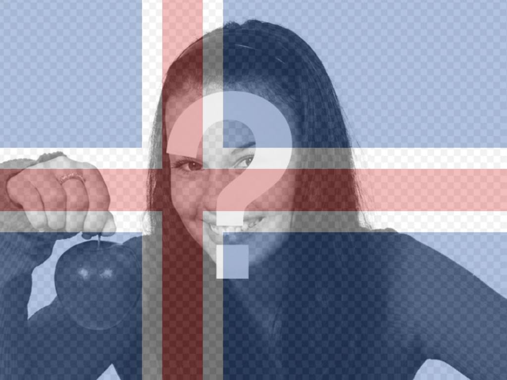Fotocollage, die Flagge von Island mit einem Foto, das Sie hochladen..