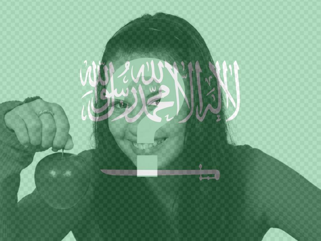 Fotomontage, die Flagge von Saudi-Arabien zusammen mit einem Foto, das Sie hochladen..