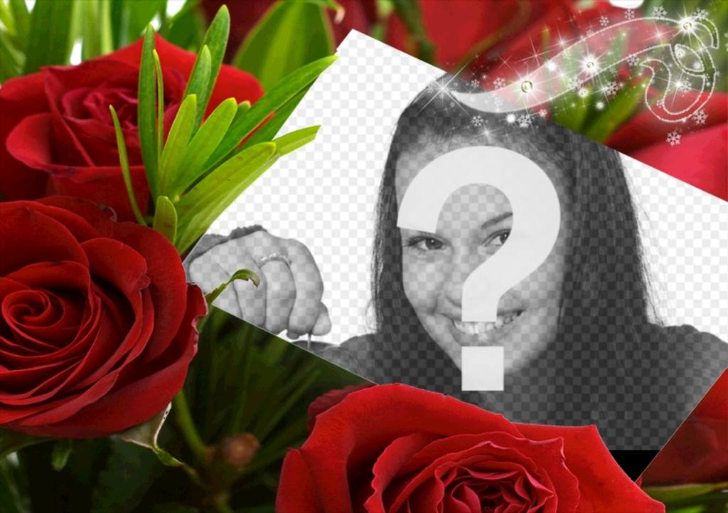 Geschenk virtuelle Blumen mit diesem Bilderrahmen für ein Foto, das von Rosen und Helligkeit umgeben erscheint. ..