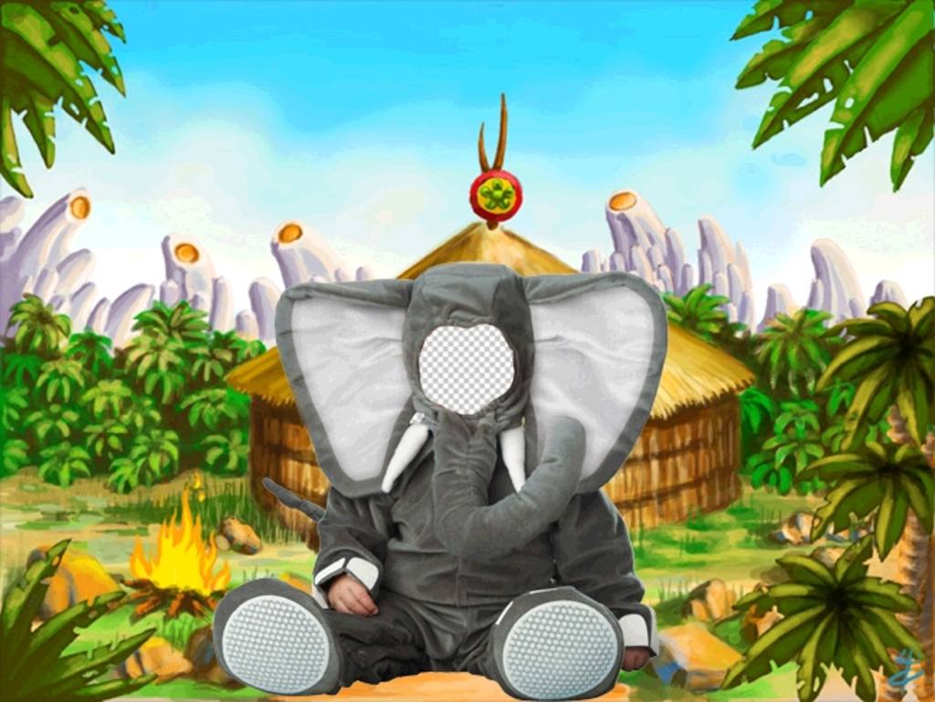 Montage eines virtuellen Elefantenkostüm für Kinder ..