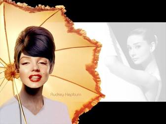 Fotomontage von Audrey Hepburn in einem berühmten Bild von ihm.