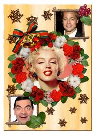 weihnachten collage mit blumen mit drei fotos zu personifizieren