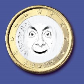 Fotomontage, wo Sie Ihr Gesicht auf einer Münze von einem Euro setzen können Ihre eigene Währung mit diesem Effekt