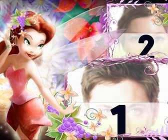 fairy photo frame rotschopf in pastellfarben gekleidet verziert mit floralen hintergrund die konnen zwei fotos ein großes und ein kleines gehoren