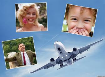 freie collage fur drei fotos mit einem flugzeug ideal fur reisende