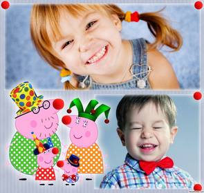 kinder collage mit peppa pig familie