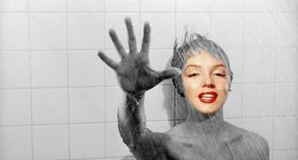 Fotomontage in der Dusche in Psycho, die Hitchcock-Film