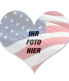 Herz-förmigen Rahmen die Anzeige der USA-Flagge