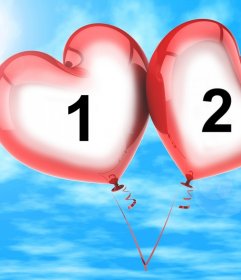 Photo-Effekt für zwei Fotos von zwei herzförmige Ballons 