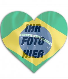 Fotomontage, die brasilianische Flagge in Herzform mit Ihrem Foto im Hintergrund zu