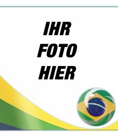 Montage mit Flagge von Brasil zu Ihrem Hintergrund Fotos hinzufügen
