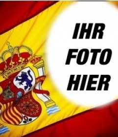 Fotomontage, um das Foto in den Hintergrund der Flagge von Spanien setzen
