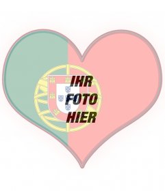 Herz-förmige Flagge von Portugal mit Ihrem Foto 