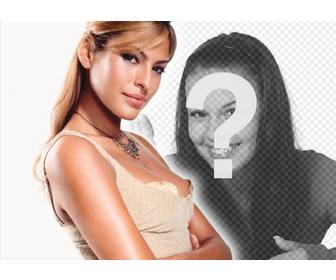 vorlage fur ihre foto-collage mit popularen charakteren und prominenten laden sie ihr foto und stehen neben eva mendes schauspielerin und model das ist einfach