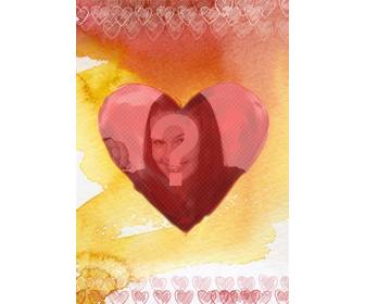 fotorahmen rotes herz in einem aquarell farben ideal um wunscht den valentinstag